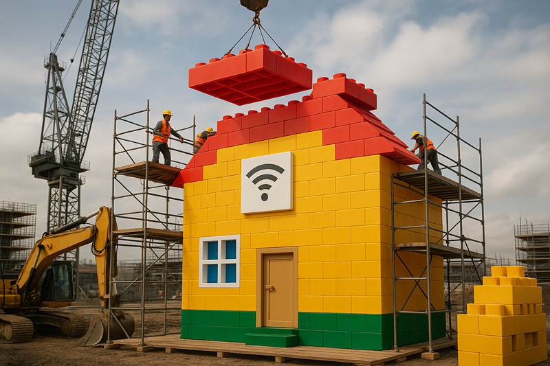 전통적 건축방식은 급변하는 4차 산업시대를 따라가는데 너무나 느리다. 이런 건축의 ‘느림’을 해결하기 위한 새로운 첨단 건설 방법이 최근 주목받고 있다. 바로 ‘모듈러 건축(Modular Construction)’이다. 특히 모듈러 건축은 IT산업과의 연계를 통해 ‘스마트 모듈러(Smart modular)’의 활성화도 가능케 한다./ 생성형 AI로 제작한 이미지, 편집=박설민 기자