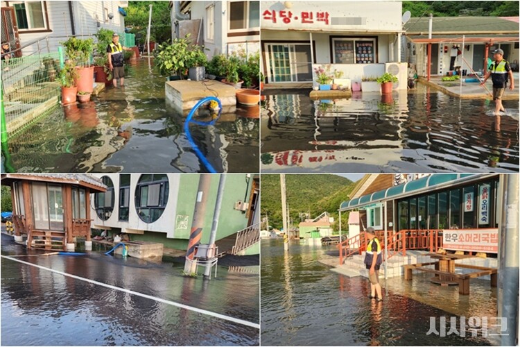 북리2일 이장인 김영길 씨(사진)는 “주택 내부까지 물이 차올랐는데, 매우 심각한 문제였다”고 설명했다. 사진은 당시 피해 모습. / 옹진군청