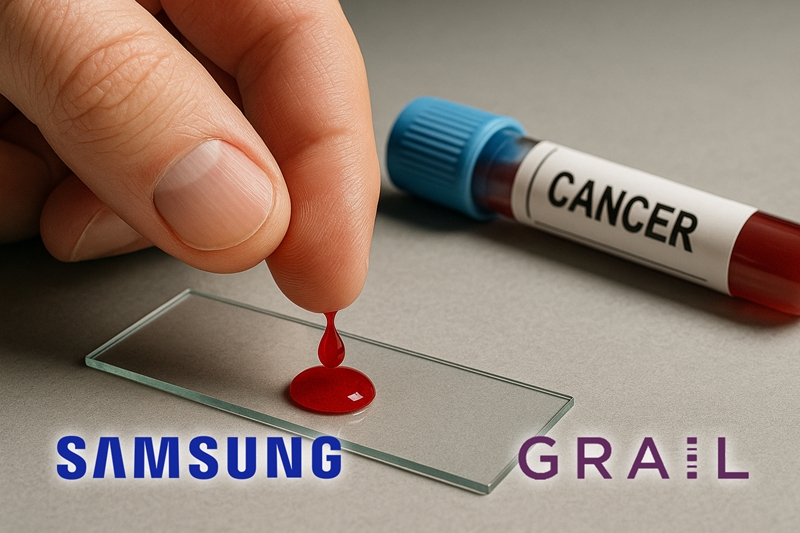 삼성물산과 삼성전자가 미국 생명공학 기업 ‘그레일(Grail)’에 1억1,000만달러(약 1,566억원)를 투자한다고 16일(현지시간) 밝혔다. 증상이 없는 사람의 혈액 채취만으로 암을 조기 진단하는 그레일의 신기술에 투자하기 위함이다./ 생성형 AI로 제작한 이미지