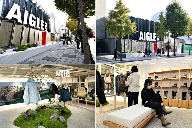 롯데홈쇼핑은 내달 31일까지 서울 용산구 한남동 패션거리에서 프랑스 아웃도어 브랜드 'AIGLE(에이글)'의 겨울 신상품을 선보이는 초대형 팝업스토어를 운영한다. / 롯데홈쇼핑