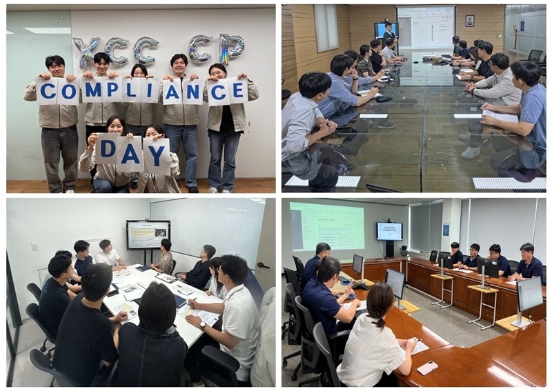 KCC 임직원들이 ‘컴플라이언스 데이’ 행사에서 업무 내 공정거래 리스크를 점검하고 개선방안을 공유하고 있다. / KCC
