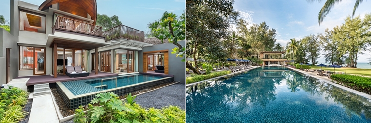 르네상스 푸켓 리조트&스파가 대대적인 리노베이션을 완료했다. 사진은 르네상스 푸켓 리조트 앤 스파 풀빌라 오션프론트(왼쪽)와 메인풀(오른쪽). / HNM코리아