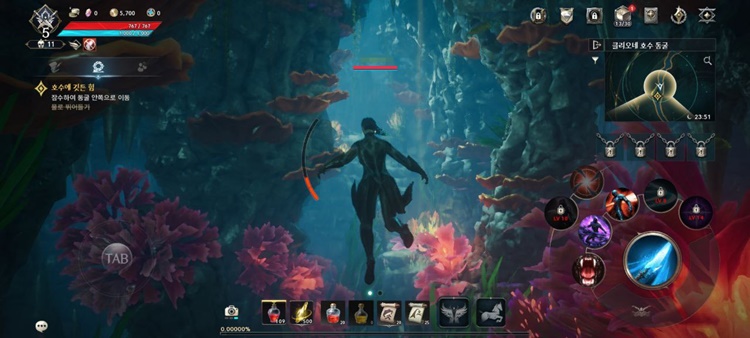 19일 0시 엔씨 신작 MMORPG(다중접속역할수행게임) ‘아이온2’가 출시된 직후 한국 구글 플레이, 애플 앱스토어 인기 게임 1위에 올랐다. 사진은  ‘아이온2’ 게임에서 잠수해 이동하는 모습. /  ‘아이온2’ 게임 화면 캡처