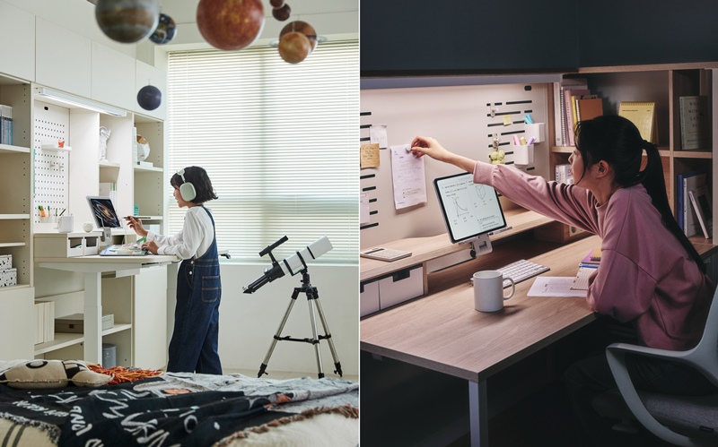 한샘이 새롭게 선보인 중·고등학생용 ‘조이A’ 시리즈는 이러한 학습 패턴 변화에 맞춘 집중형 라인업이다. 제품명 ‘A’에는 Advanced(진화된), Achieve(성취)의 의미를 담았다. / 한샘 