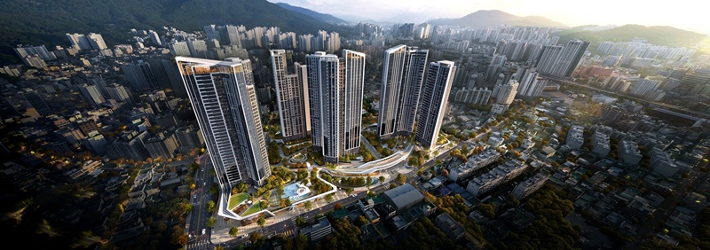 HDC현대산업개발은 지난 20일 부산 온천5구역 재개발 사업의 시공사로 선정되며, 도시정비 수주 4조 클럽을 달성했다. 사진은 부산 온천5구역 재개발 사업 조감도. / HDC현대산업개발