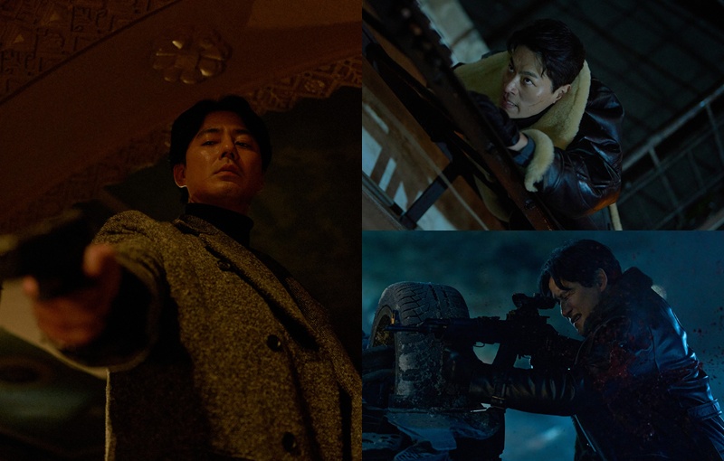 감정을 담은 액션 연기로 ‘휴민트’의 완성도를 높인 배우들. 조인성(왼쪽)과 박정민(오른쪽 위), 박해준. / NEW