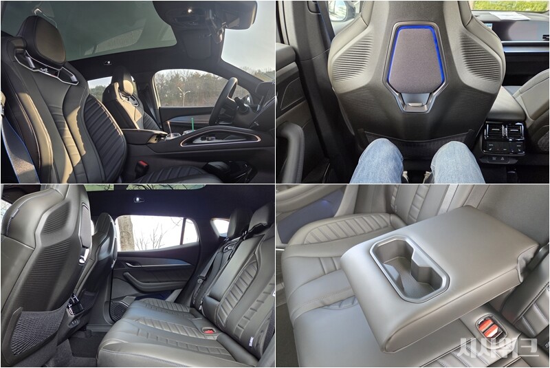 실내 공간은 널찍하며, 파노라마 글라스 루프가 만족도를 높이는 요소다. 1열 시트 후면에는 액세서리를 설치할 수 있는 부분을 마련한 점도 세심한 요소다. / 경주=제갈민 기자