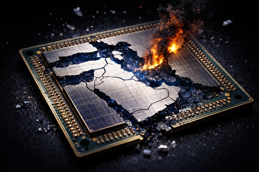 미국·이스라엘-이란 전쟁 여파가 산업계 전반에 빠르게 확산되고 있다.  이에 IT산업계에서는 오랜만에 찾아온 ‘반도체 슈퍼사이클’의 동력이 전쟁으로 상실할지도 모른다는 우려가 커지고 있다./ 생성형 AI로 제작한 이미지