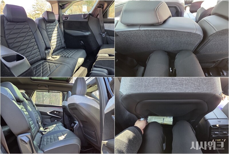 신형 푸조 5008은 이전 모델과 동일하게 3열 시트가 마련됐지만 성인이 탑승하기에는 다소 협소하다. 3열에 탑승하기 위해 2열 시트를 제일 앞으로 당겼을 때는 2열 탑승객의 레그룸도 좁아져 약간은 불편하다. / 사진=제갈민 기자