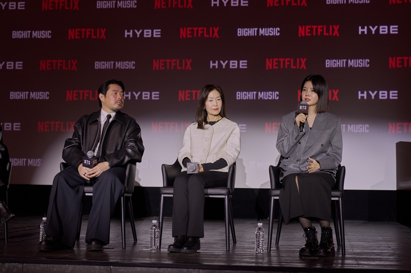 (왼쪽부터) 바오 응우옌 감독과 제인 차 커틀러 이그제큐티브 프로듀서, 김현정 빅히트 뮤직 VP가 ‘BTS: 더 리턴’ 시청 포인트를 짚었다. / 넷플릭스