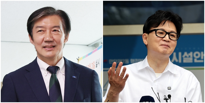 조국 조국혁신당 대표와 한동훈 전 국민의힘 대표(현재 무소속)가 6·3 재보궐 선거에 출마한 가운데, 이번 선거가 두 인사의 정치적 시험대가 될 전망이다. 왼쪽 사진은 조 대표, 오른쪽은 한 전 대표의 모습. / 뉴시스