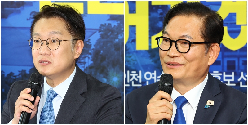 더불어민주당이 ‘6·3 국회의원 재보궐 선거’ 인천 지역 공천을 완료했다. 계양을엔 김남준 전 청와대 대변인이, 연수갑엔 송영길 전 대표가 전략 공천됐다. 왼쪽 사진은 김 전 대변인의 모습이고, 오른쪽 사진은 송 전 대표의 모습. / 뉴시스