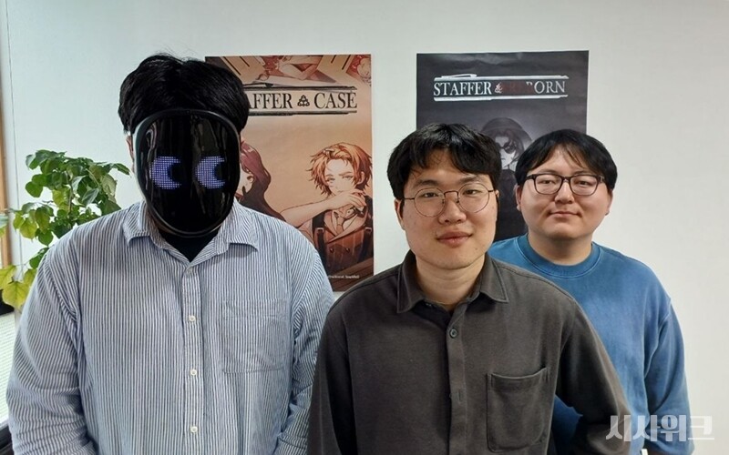 사진은 이희상 팀 테트라포드 대표(가운데)와 개발진이 함께 기념촬영한 모습. / 조윤찬 기자