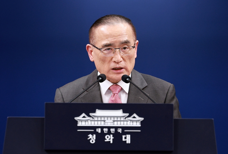 위성락 국가안보실장이 11일 청와대 춘추관에서 열린 기자간담회에서 발언하고 있다. / 뉴시스