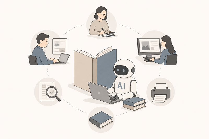 인공지능(AI) 기술이 도서출판 산업 전반에 깊숙이 침투하고 있다. / 생성형 AI로 제작한 이미지