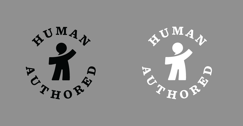미국작가조합(The Authors Guild)은 지난해부터 인간 저술을 보증하는 ‘인간 저작물(HUMAN AUTHORED)’ 로고를 도입했다. / 미국작가조합
