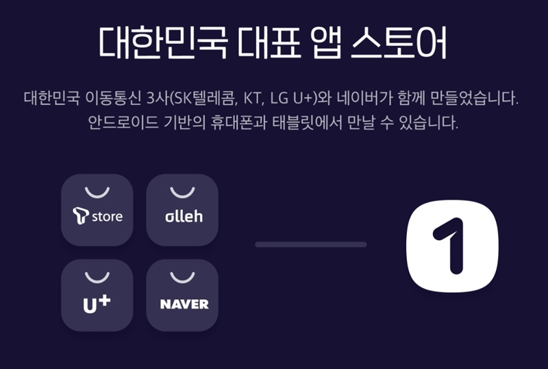 원스토어는 2016년 통신3사 앱스토어와 네이버스토어를 통합하며 출범했다. / 원스토어