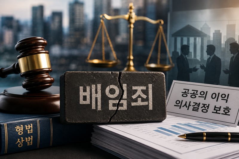 배임죄 적용 기준을 합리적으로 조정해 공공의 이익을 위한 의사결정을 보호하는 내용의 형법·상법 개정안이 국회에서 발의되면서 배임죄 제도 개선 논의가 본격화되고 있다. / 생성형 AI로 제작한 이미지