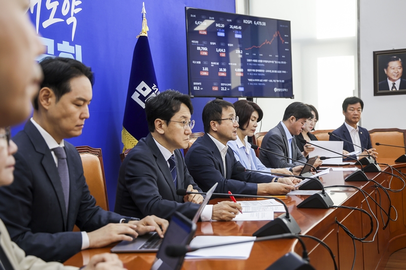 한병도 더불어민주당 당대표 직무대행 겸 원내대표가 12일 국회에서 열린 원내대책회의에서 발언하고 있다. / 뉴시스