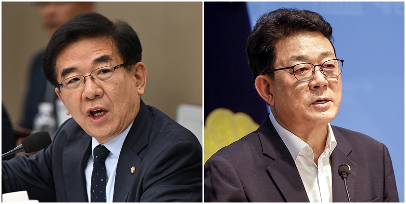 더불어민주당 소속이던 한지혜 인천 연수구의원(송도2·5 선거구)이 임기 개시 3일 만에 탈당하면서 이른바 ‘공천 먹튀’ 논란이 불지자, 민주당 정일영·허종식 의원이 이를 방지하기 위한 패키지 법안을 발의했다. 왼쪽 사진은 정 의원의 모습이고, 오른쪽 사진은 허 의원의 모습. / 뉴시스