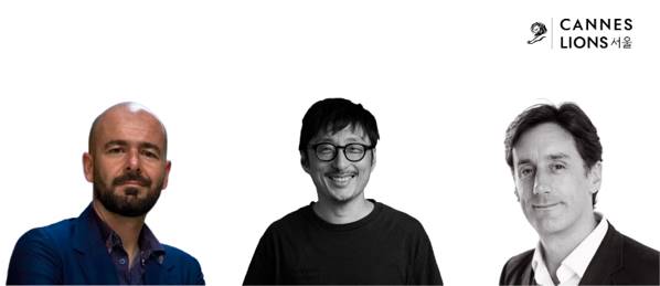 해외 크리에이터들도 칸라이언즈서울 2026을 찾는다. 사진은 (좌측부터) 칸라이언즈서울 2026 스피커 니콜라 쿠랑 오길비 싱가포르 CCO, 요 키무라 덴츠 CD, 에드 팽크 LIONS APAC SVP. / 칸라이언즈서울