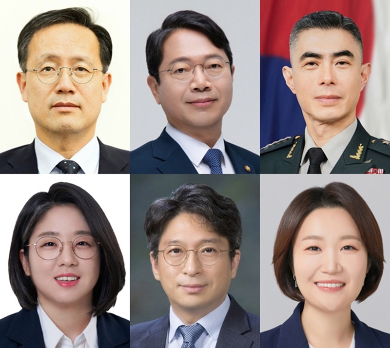 이재명 대통령은 지난 30일 경제부총리 겸 재정경제부 장관 후보자에 이형일 재정경제부 제1차관을 지명하는 등 6개 부처 개각을 단행했다. 윗줄 왼쪽부터 경제부총리 겸 재정경제부 장관 후보자 이형일 재정경제부 제1차관, 법무부 장관 후보자 김승원 더불어민주당 의원, 국방부 장관 후보자 강신철 전 한미연합사령부 부사령관, 아랫줄 왼쪽부터 성평등가족부 장관 후보자 용혜인 기본소득당 의원, 국토교통부 장관 후보자 홍지선 국토교통부 2차관, 중소벤처기업부 장관 후보자 이소영 더불어민주당 의원. (사진=청와대 제공) / 뉴시스
