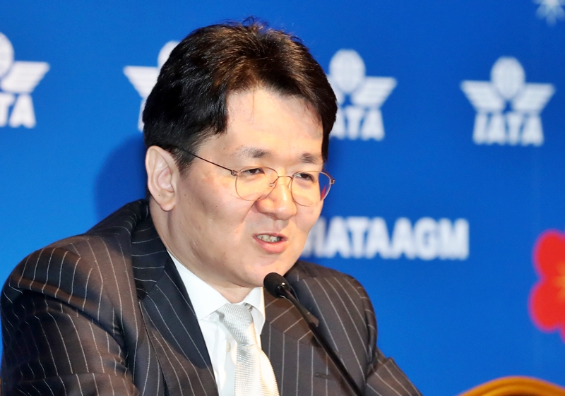 2019년 6월 3일 국제항공운송협회(IATA) 연차총회 마지막날 진행된 기자간담회에서 조원태 대한항공 사장이 국적 LCC들의 성장에 대해 더 이상 지켜보지 않고 공격적인 대응을 하겠다고 밝혔다. / 뉴시스