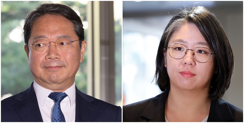 김승원 법무부 장관 후보자와 용혜인 성평등가족부 장관 후보자에 대한 의혹이 ‘인사청문회 정국’의 최대 이슈로 떠오른 가운데, 두 후보자를 둘러싼 더불어민주당의 대응에 온도 차가 있는 모습이다. 왼쪽 사진은 김 후보자의 모습이고, 오른쪽 사진은 용 후보자의 모습. / 뉴시스