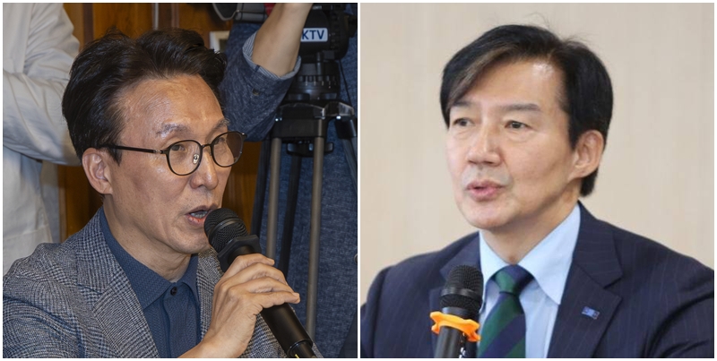 김민석 더불어민주당 대표의 ‘노무현 전 대통령 탄핵 전조’ 발언을 두고 김 대표와 조국 조국혁신당 혁신정책연구원장이 설전을 주고받았다. 왼쪽 사진은 김 대표의 모습이고, 오른쪽 사진은 조 원장의 모습. / 뉴시스