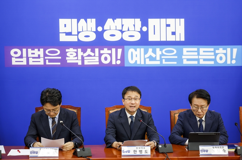 한병도 더불어민주당 원내대표가 29일 국회에서 열린 원내대책회의 발언하고 있다. / 뉴시스