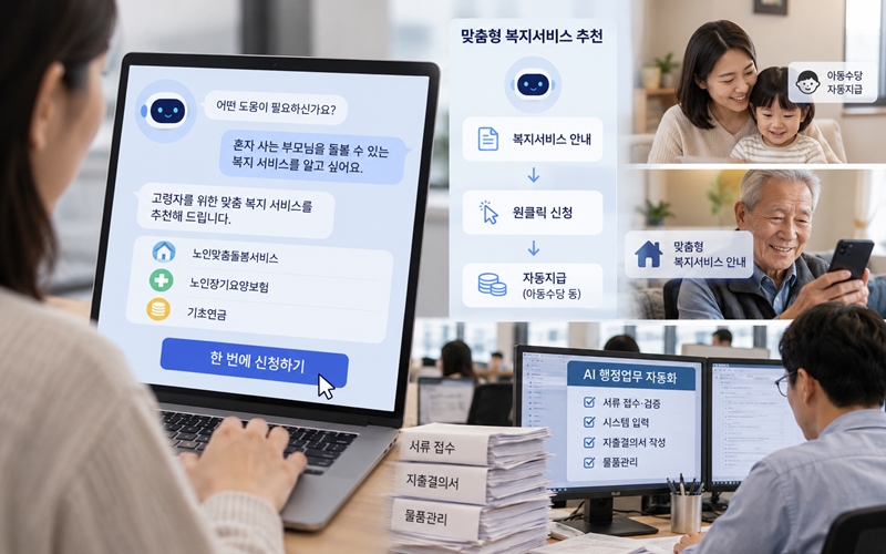 내년부터 일상적인 언어로 자신의 상황을 설명하면 생성형 AI가 이를 분석해 상황에 맞는 서비스를 추천하도록 해 국민의 복지서비스 문턱을 낮춘다. / 생성형 AI로 제작한 이미지