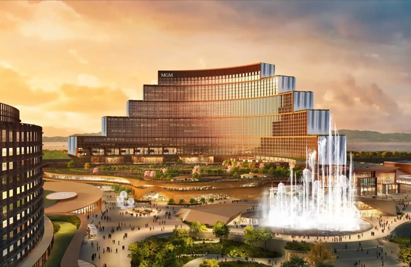 일본 MGM 리조트·오릭스 컨소시엄이 2030년 개장을 목표로 오사카만 매립지인 유메시마 인공섬에 ‘오사카 복합리조트’를 조성하고 있다. 사진은 오사카복합리조트 조감도. / 엠지엠·오릭스 컨소시엄