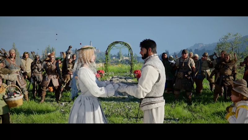 본편에서 동물과의 교감이 있었다면 DLC는 NPC(Non-Player Character)와 연인이나 혼인 관계를 맺게 한 게 눈에 띈다. /  ‘붉은사막’ DLC ‘미지의 여정’ 영상 갈무리