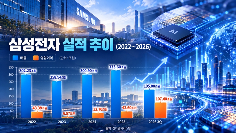 2022년부터 2026년 3분기까지 삼성전자 실적 추이. / 생성형 AI로 제작한 이미지