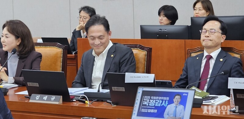 29일 국회 운영위원회에서 실시된 청와대 국정감사에 김태규 국민의힘 의원(가운데)이 참석해 있다. / 전두성 기자